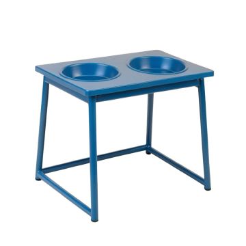Spruce Bend Pet Feeding Stand With Two Plain Empty Bowls - Blue