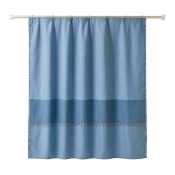Field Dell Shower Curtain Hanging Flat From A Plain Rod - Blue