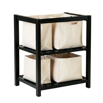 Cove Bend Laundry Sorting Station With Plain Removable Bags - Black