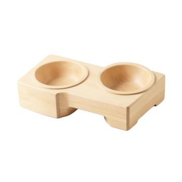Hazel Crossing Pet Feeding Stand With Two Plain Empty Bowls - Beige