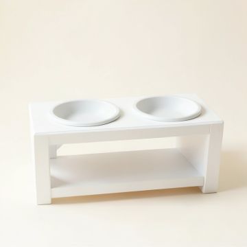 Brook Arc Pet Feeding Stand With Two Plain Empty Bowls (synthetic illustration; no displayed measurements)
