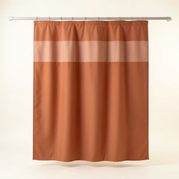 Rowan Bend Shower Curtain Hanging Flat From A Plain Rod - Terracotta (synthetic illustration; no displayed measurements)