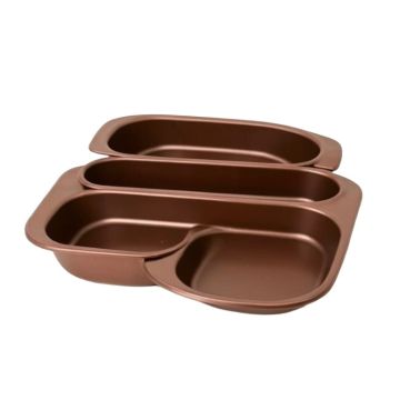 Ayesha Collection Nonstick Bakeware Cake Pan And Cookie Pan Set , 3-Piece , Copper