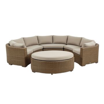 Khadajah Patio Furniture Round Outdoor Sectional Sofa Set Rattan Daybed Sunbed With