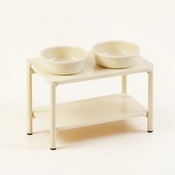 Clay Falls Pet Feeding Stand With Two Plain Empty Bowls - Ivory (synthetic illustration; no displayed measurements)