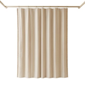 Bay Dale Shower Curtain Hanging Flat From A Plain Rod - Beige