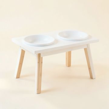 Ash Falls Pet Feeding Stand With Two Plain Empty Bowls - White (synthetic illustration; no displayed measurements)