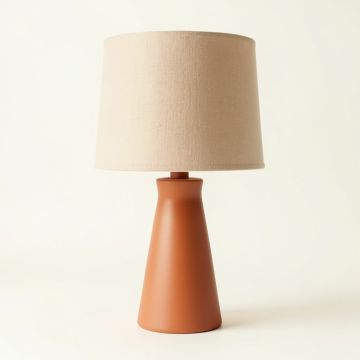 Linden Bend Table Lamp With A Plain Fabric Shade - Terracotta (synthetic illustration; no displayed measurements)