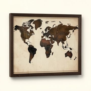 World Map By Fireside Home - Picture Frame Graphic Art Print On Wood (synthetic illustration; no displayed measurements)