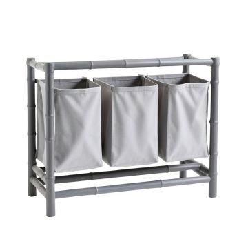 Pine Crossing Laundry Sorting Station With Plain Removable Bags - Gray