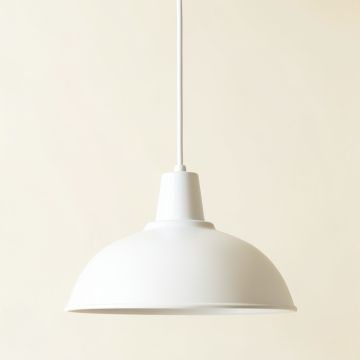 Oak Dale Pendant Light Suspended From One Plain Cable - White (synthetic illustration; no displayed measurements)