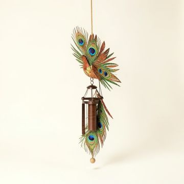 Buswell Art-In-Motion Laser Cut Peacock Metal Spinner Wind Chime (synthetic illustration; no displayed measurements)