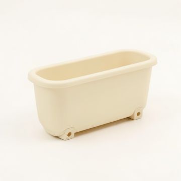 Oak Crest Empty Railing Planter With Integral Brackets - Ivory (synthetic illustration; no displayed measurements)