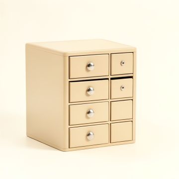 Linden Bend Small-Parts Storage Drawer Cabinet - Beige (synthetic illustration; no displayed measurements)