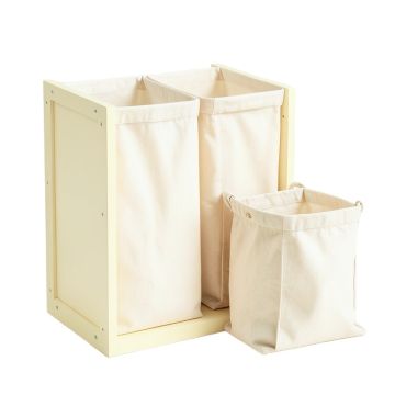 Linden Canyon Laundry Sorting Station With Plain Removable Bags - Ivory