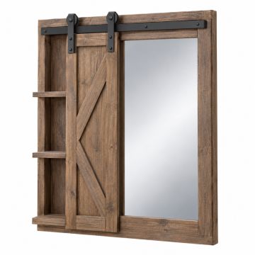 Linglestown Barn Door With Shelves Accent Mirror