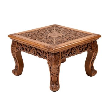 Jayla Intricately Carved Wooden Coffee Table