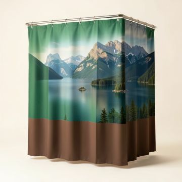 National Parks Home Canadian Rocky Mountain Range On Edith Cavell Lake Pastoral Image Shower Curtain (synthetic illustration; no displayed measurements)