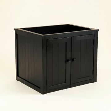 Stone Crossing Empty Furniture-Style Litter Enclosure - Black (synthetic illustration; no displayed measurements)