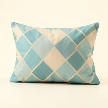 Emerick Geometric Aqua Blue/Beige Lumbar Pillow (synthetic illustration; no displayed measurements)