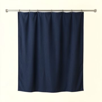 Lake Brook Shower Curtain Hanging Flat From A Plain Rod - Navy (synthetic illustration; no displayed measurements)