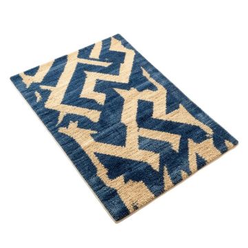 Tollette Chevron Hand Tufted Cobalt Blue/Beige Area Rug