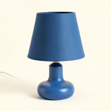 Cliff Bluff Table Lamp With A Plain Fabric Shade - Blue (synthetic illustration; no displayed measurements)