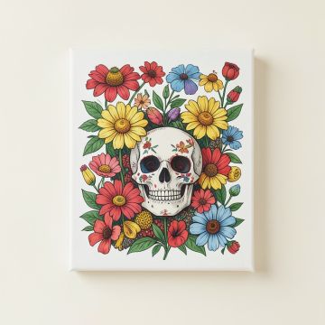 Sugar Skull Daisy - 4 Piece Wrapped Canvas Graphic Art Print Set (synthetic illustration; no displayed measurements)