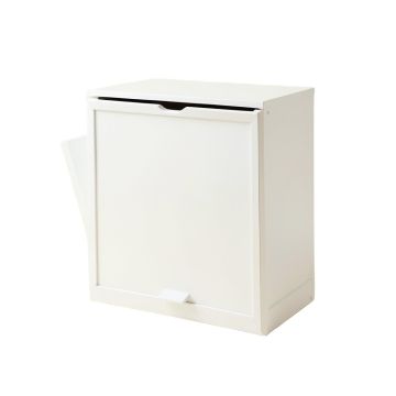 Aspen Bend Freestanding Pull-Out Hamper Cabinet - White
