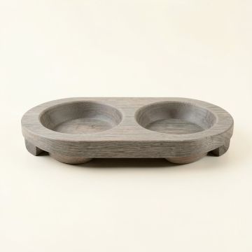 Brook Bend Pet Feeding Stand With Two Plain Empty Bowls - Gray (synthetic illustration; no displayed measurements)