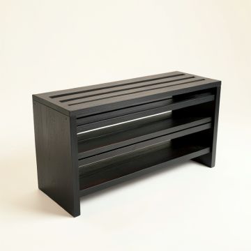 Slate Arc Shoe Storage Bench - Black (synthetic illustration; no displayed measurements)
