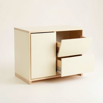 Dawn Bridge Freestanding Pull-Out Hamper Cabinet - Cream (synthetic illustration; no displayed measurements)