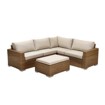 Mcnab 4 Piece Rattan Sectional Seating Group With Cushions