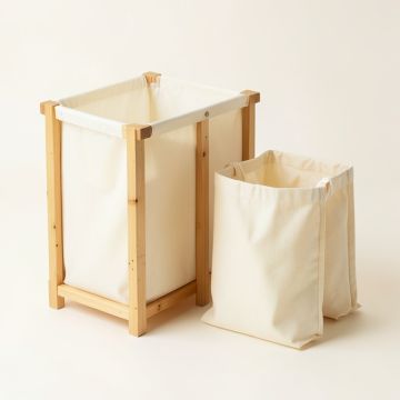 Hazel Branch Laundry Sorting Station With Plain Removable Bags - Cream (synthetic illustration; no displayed measurements)