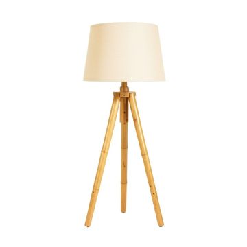 Cliff Bluff Floor Lamp With A Plain Fabric Shade - Beige
