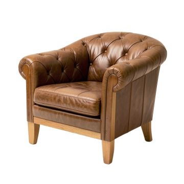 Henning 34 '' Wide Tufted Top Grain Leather Armchair