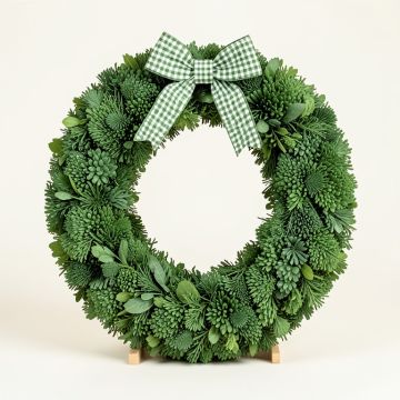 Pickup Truck With Checkered Bow 18 '' Polyethylene ( Pe ) Wreath (synthetic illustration; no displayed measurements)