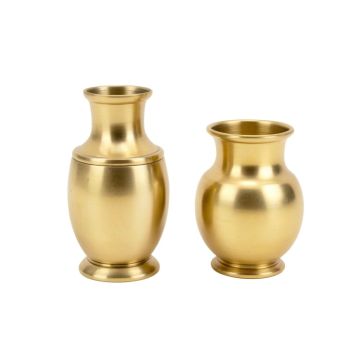 2 Piece Elsass Gold Metal Table Vase Set