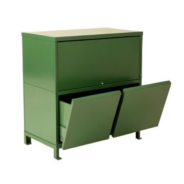 Wren Bluff Freestanding Pull-Out Hamper Cabinet - Green
