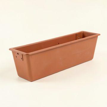 Aspen Crest Empty Railing Planter With Integral Brackets - Terracotta (synthetic illustration; no displayed measurements)
