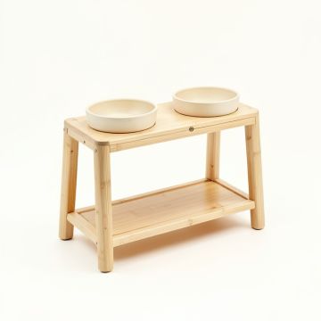Slate Dell Pet Feeding Stand With Two Plain Empty Bowls - Ivory (synthetic illustration; no displayed measurements)