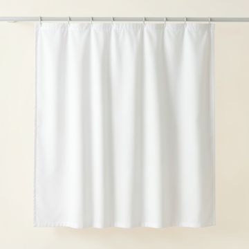 Lake Bend Shower Curtain Hanging Flat From A Plain Rod - White (synthetic illustration; no displayed measurements)