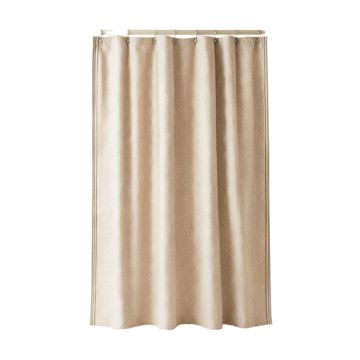 River Crest Shower Curtain Hanging Flat From A Plain Rod - Beige