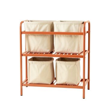 Fern Bridge Laundry Sorting Station With Plain Removable Bags - Terracotta