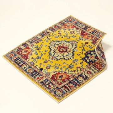 Kassia Power Loom Yellow/Blue/Red Area Rug (synthetic illustration; no displayed measurements)