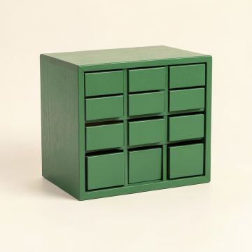 Summit Bluff Small-Parts Storage Drawer Cabinet - Green (synthetic illustration; no displayed measurements)