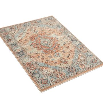 Mya Oriental Terracotta/Camel/Pale Blue Area Rug
