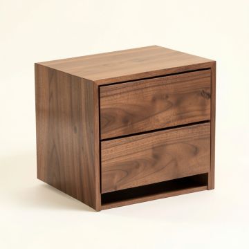 Mcree 2 - Drawer Solid Wood Nightstand In Walnut (synthetic illustration; no displayed measurements)