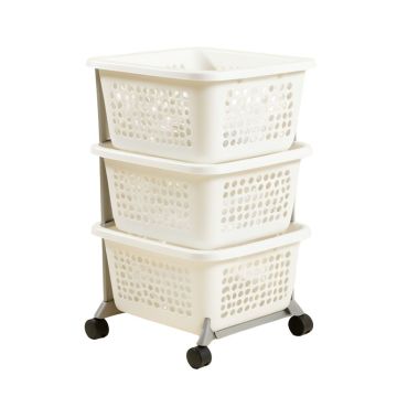 3 Tier Removable Laundry Basket Rolling Laundry Cart