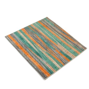 Kia Striped Hand Hooked Teal/Orange/Gray Indoor / Outdoor Area Rug
